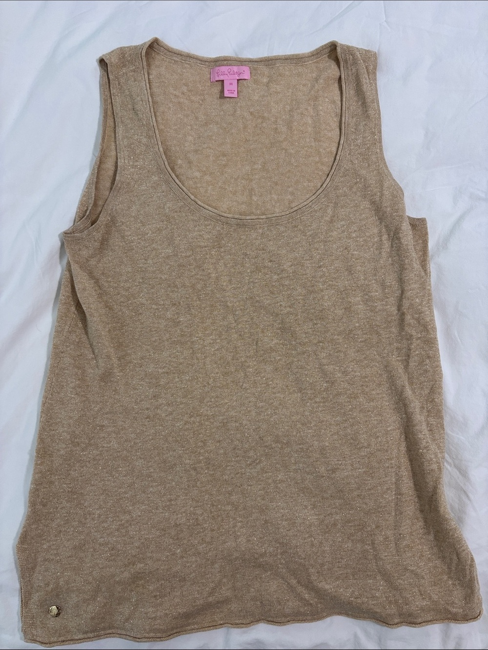 Lilly Pulitzer Beige Scoop Neck Tank